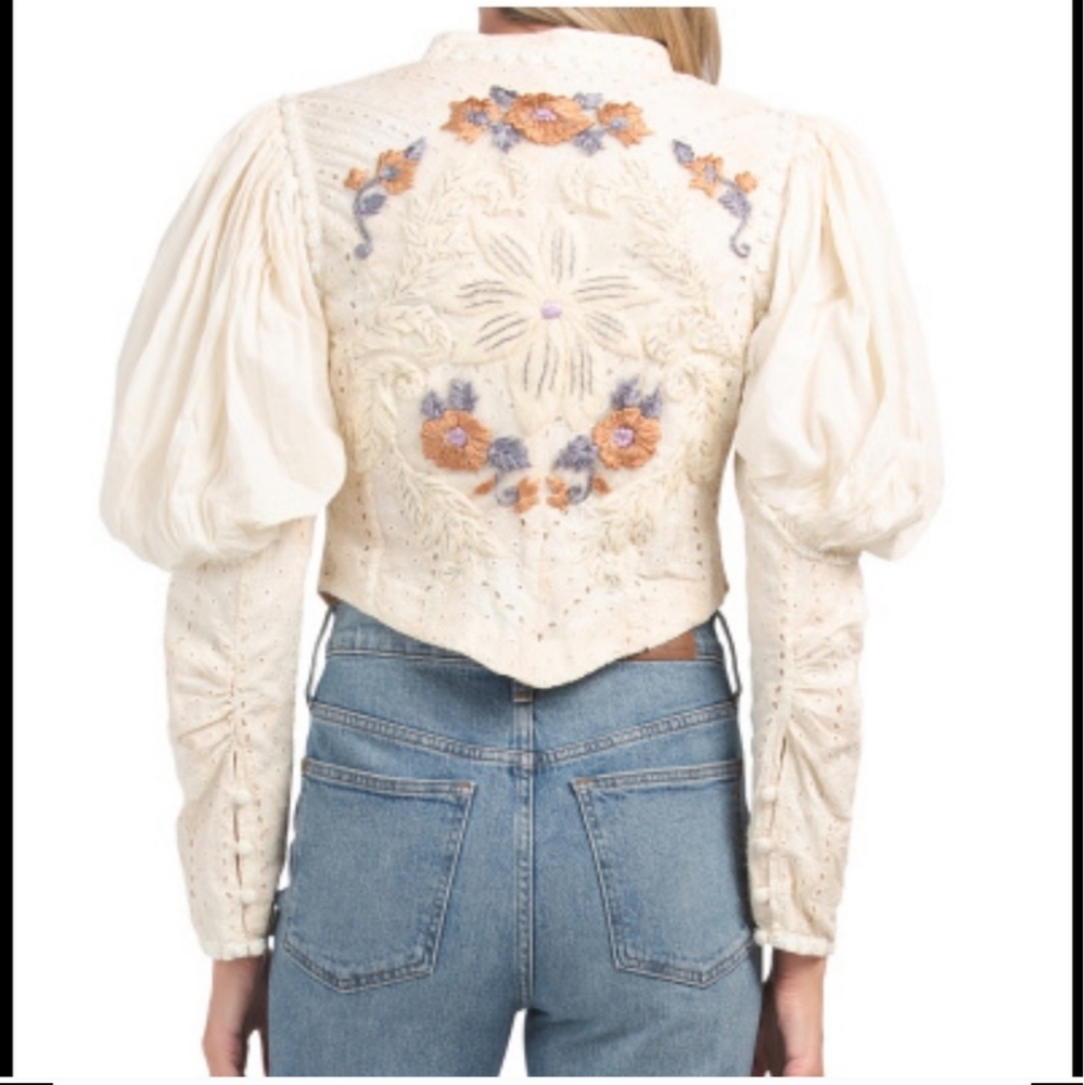 Free People Long Sleeve Eyelet Top - Picture 1 of 8